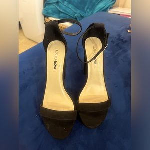 Fashion Nova Black Suede Ankle Strap Heels